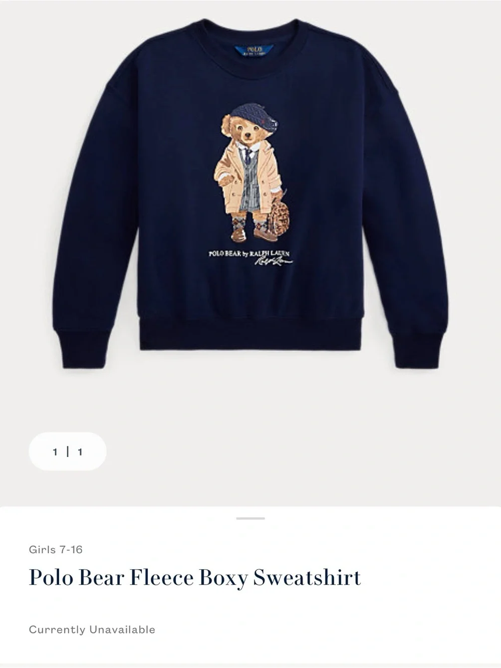 POLO Ralph Lauren Navy Polo Bear Boxy Sweatshirt